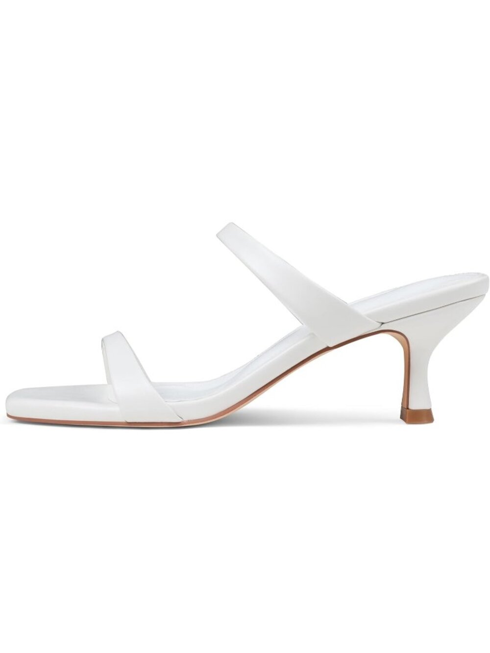 Women's White Square Open Toe Two Strap Kitten Fashion Low Sandals Sandals